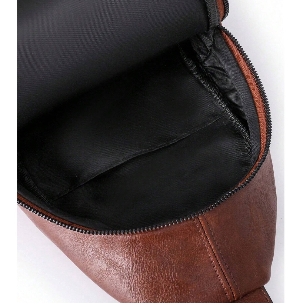 Luxe Vegan Leather Zip up Crossbody Back Pack Bag - Picture 11 of 16